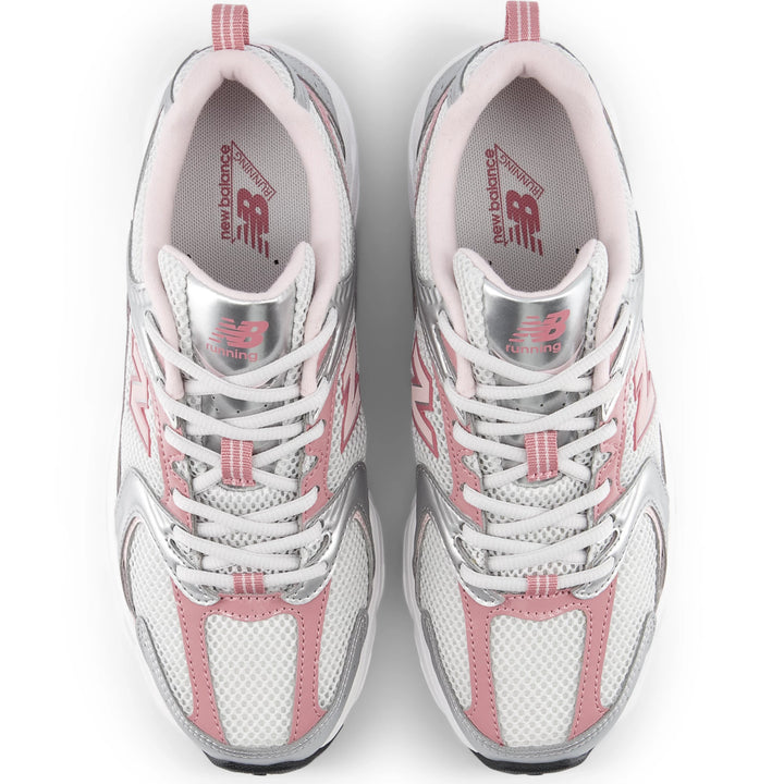 Top of New Balance Unisex 530 sneaker in Silver Metallic