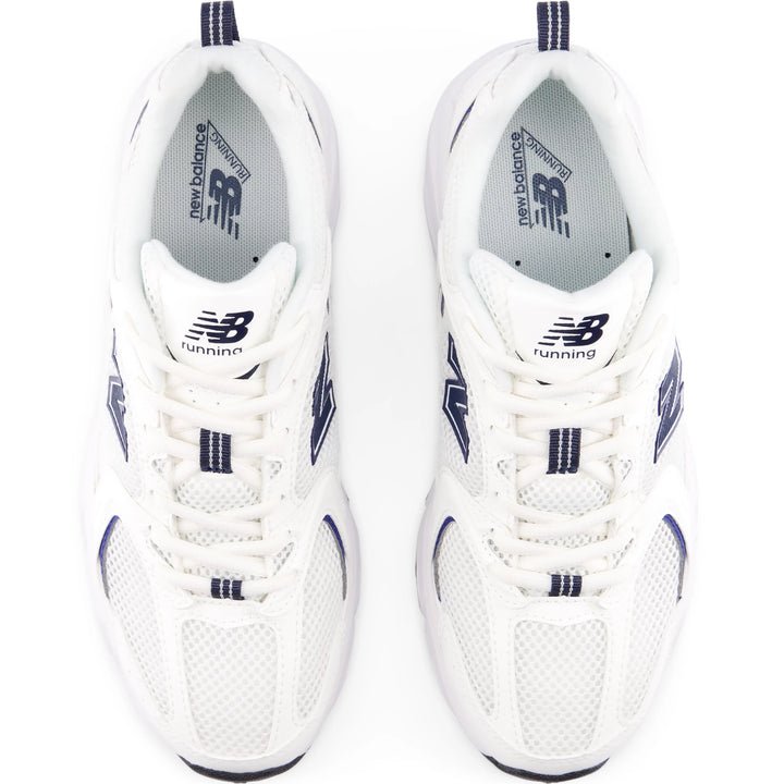 Top of New Balance Unisex 530 sneaker in Sea Salt/Blue Oyster