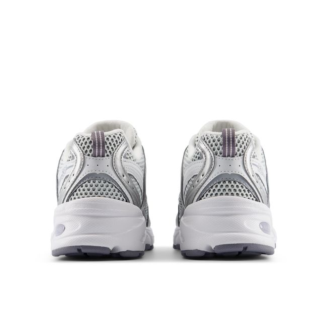 Rear heel view of New Balance 530 in grey