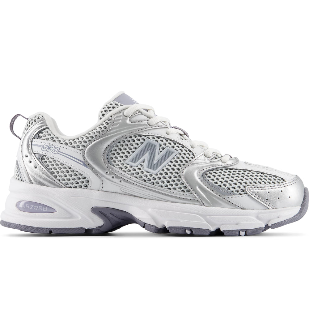Side of New Balance Unisex 530 sneaker in Grey Matter