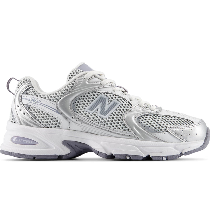 Side of New Balance Unisex 530 sneaker in Grey Matter