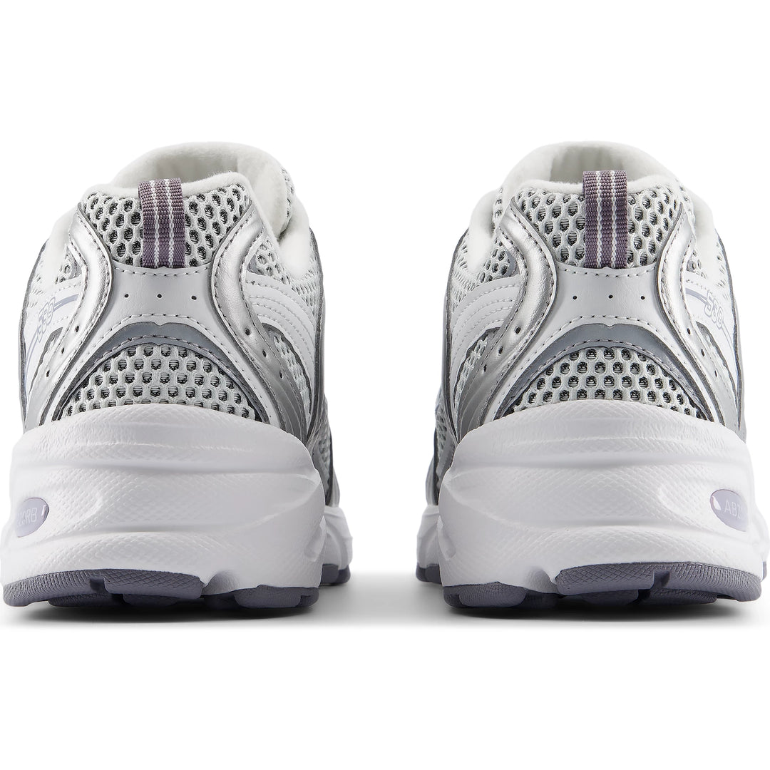 Rear view of New Balance Unisex 530 sneaker in Grey Matter