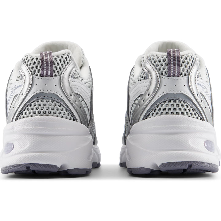 Rear view of New Balance Unisex 530 sneaker in Grey Matter