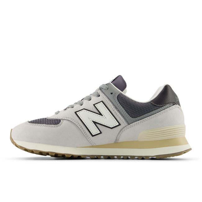 New Balance 574 Lifestyle shoe in grey matter and dark silver metallic, medial view.