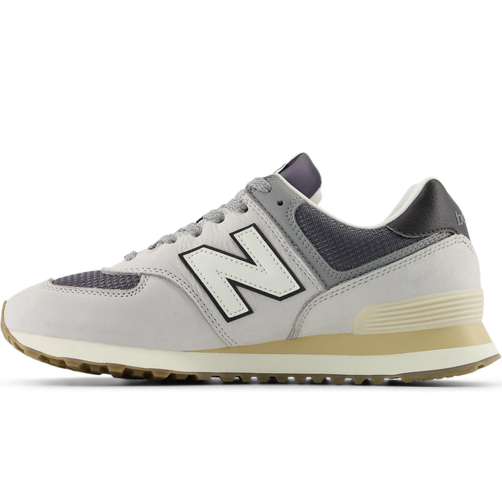 Inside of New Balance Unisex 574 sneaker in Grey Matter/Dark Silver Metallic