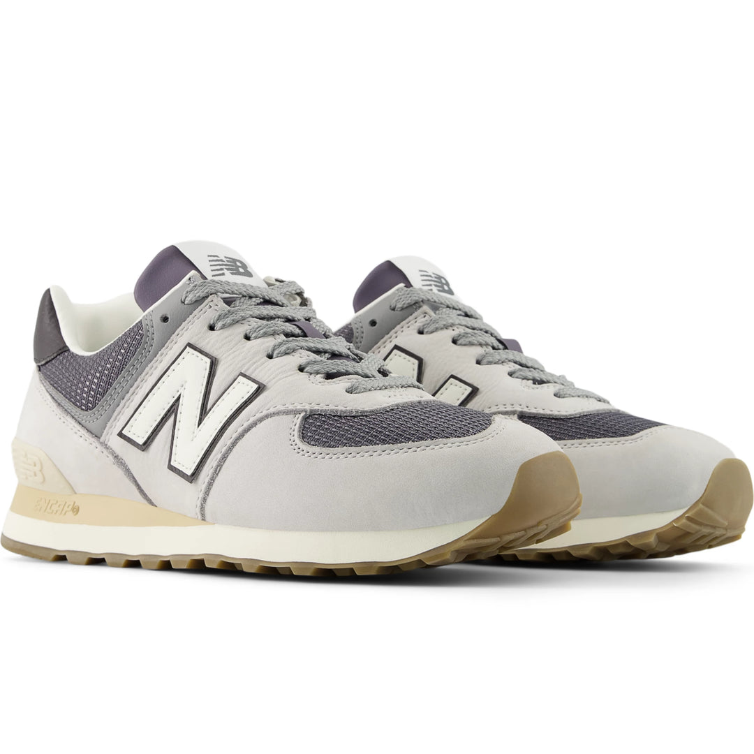 Pair of New Balance Unisex 574 sneakers in Grey Matter/Dark Silver Metallic