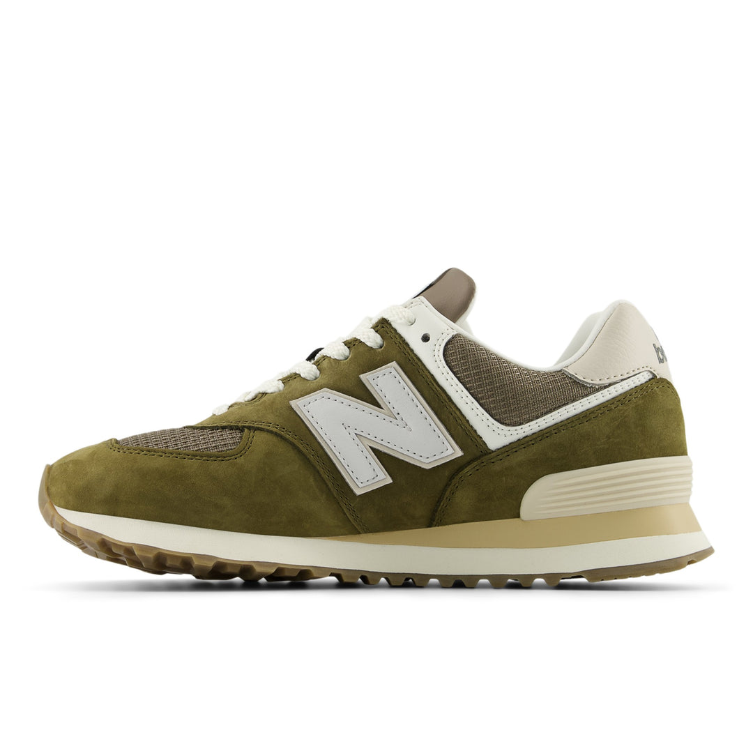 New Balance 574 Lifestyle Shoe in Calcium/Dark Silver Metallic, inside view