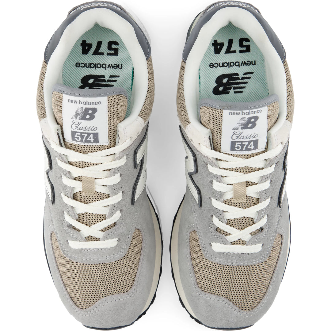 Top of New Balance Unisex 574 sneaker in Castlerock/Stoneware