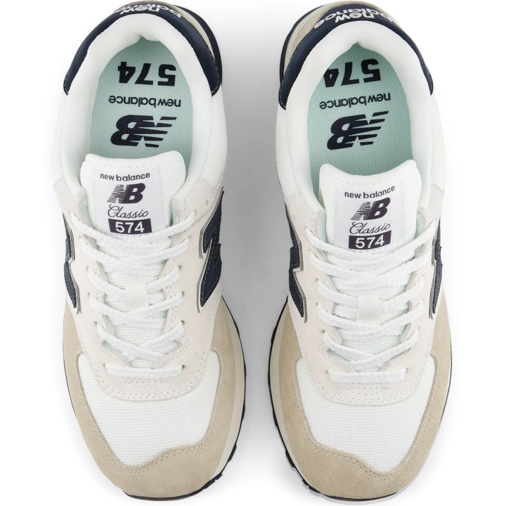 Top of New Balance Unisex 574 sneaker in Sea Salt/Linen