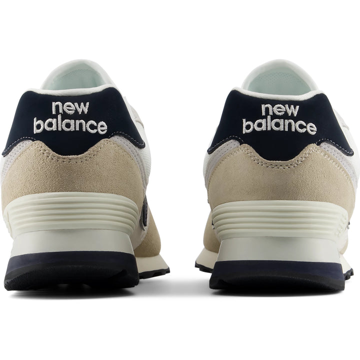 Rear view of New Balance Unisex 574 sneaker in Sea Salt/Linen