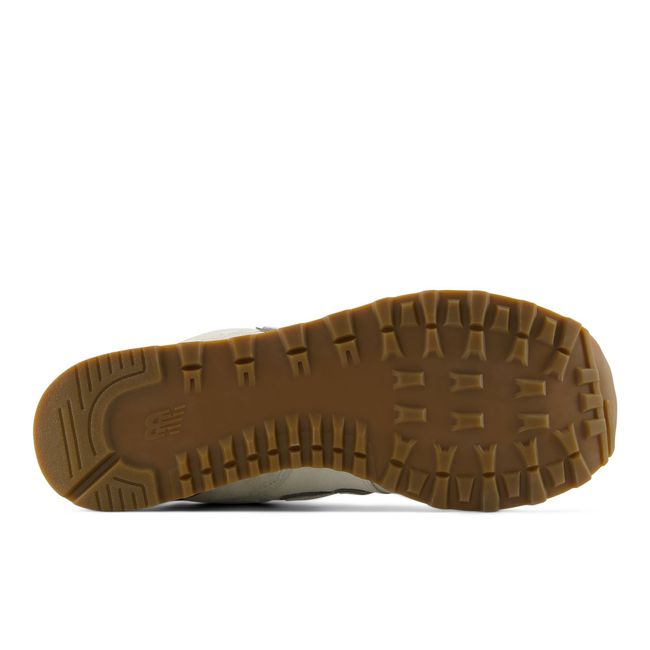 Gum outsole of the New Balance 574 showing the traction pattern