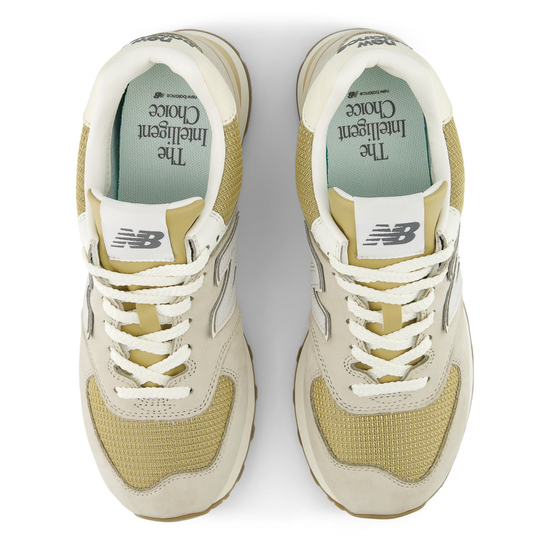 New Balance 574 Lifestyle Shoe in Shipyard/Dark Silver Metallic, top view