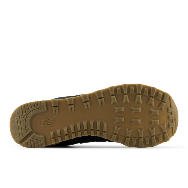 Gum outsole of the New Balance 574 showing the traction pattern