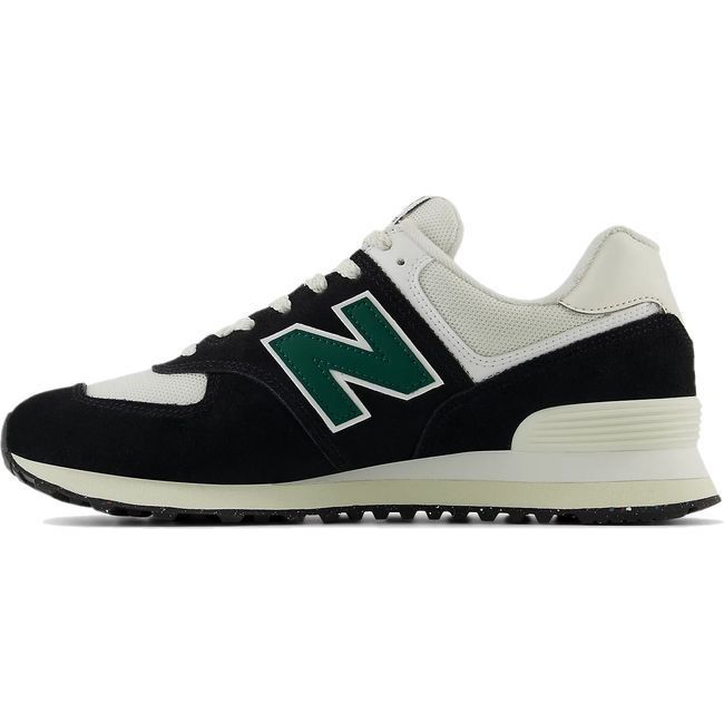 New Balance Unisex 574 Lifestyle Shoe Black/White/Marsh Green U574RBG