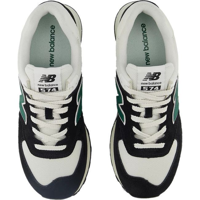New Balance Unisex 574 Lifestyle Shoe Black/White/Marsh Green U574RBG