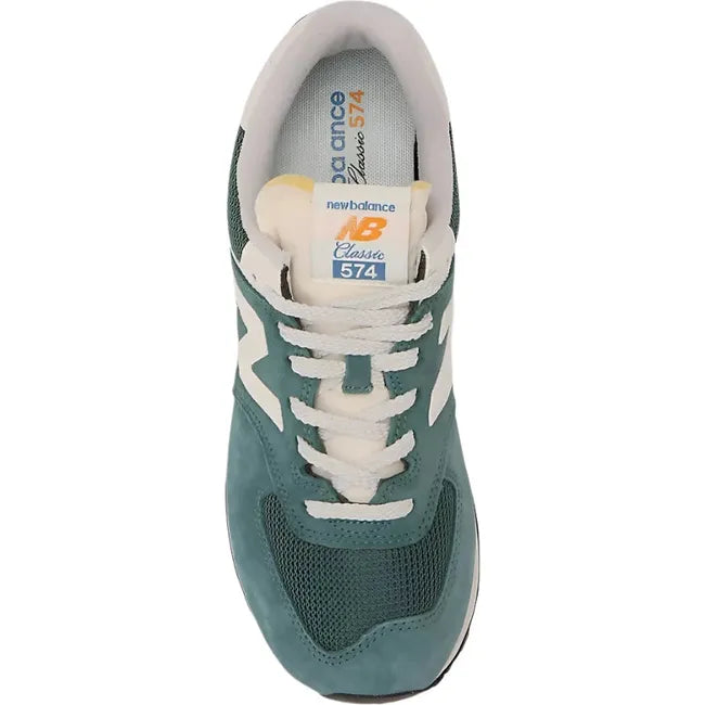 Top down view of New Balance Unisex 574 Lifestyle Shoe in new spruce green