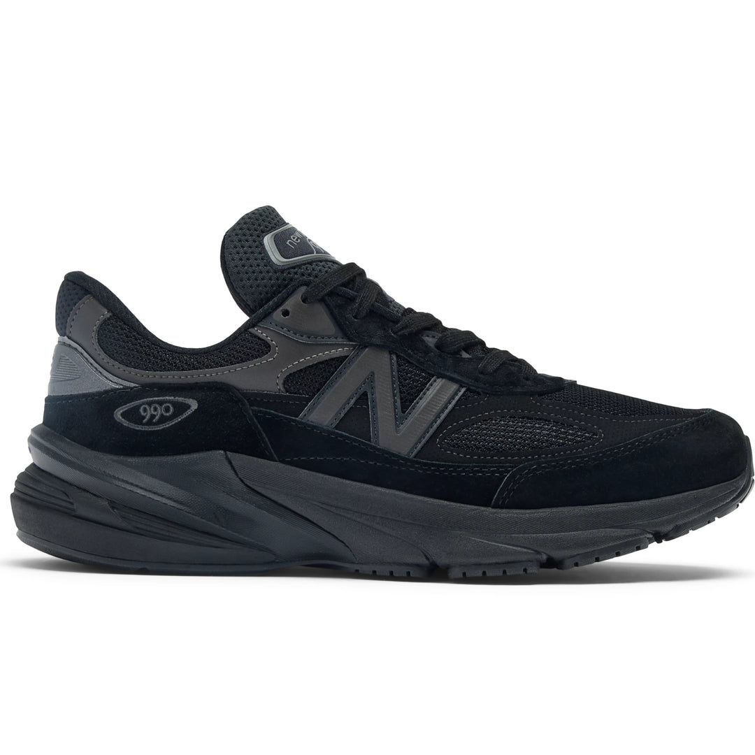 Side of New Balance Unisex 990v6 sneaker in Black