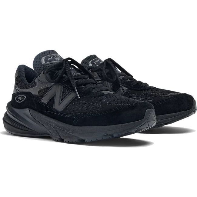 Pair of Unisex New Balance 990v6 Running Shoes in all black mesh and suede