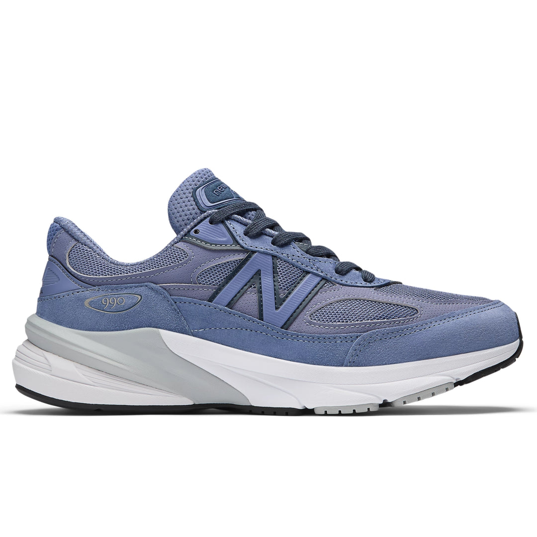 Side of New Balance Unisex 990v6 sneaker in Purple/Navy