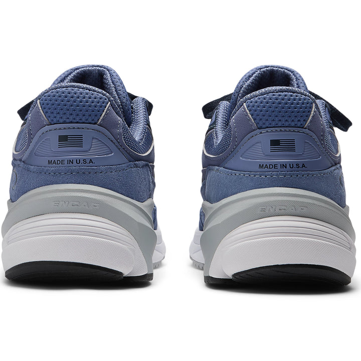 Rear view of New Balance Unisex 990v6 sneaker in Purple/Navy