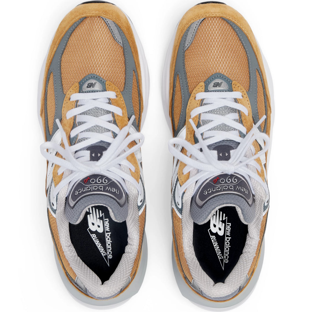 Top view of New Balance Unisex 990v6 sneakers in Workwear/Grey