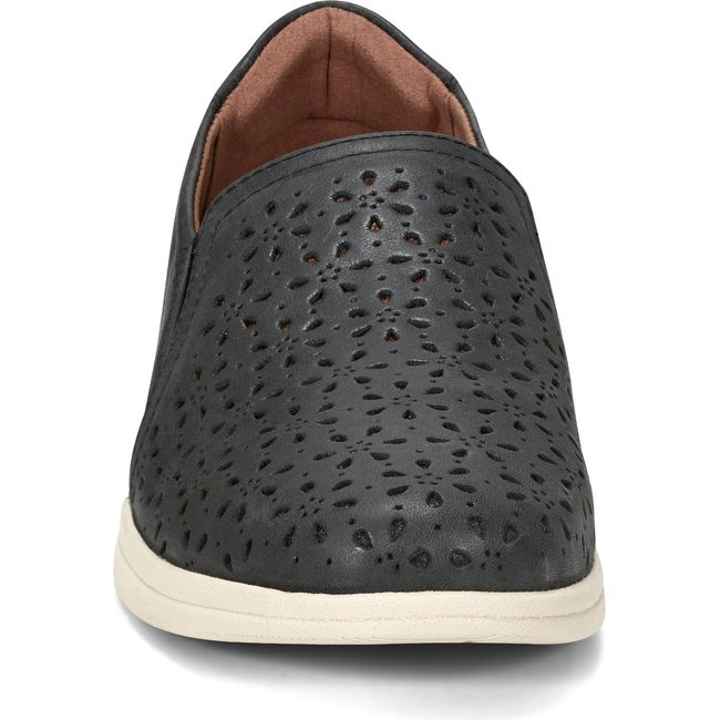 Front of Women's Cobb Hill Lenoir Slip On Shoe in Black leather