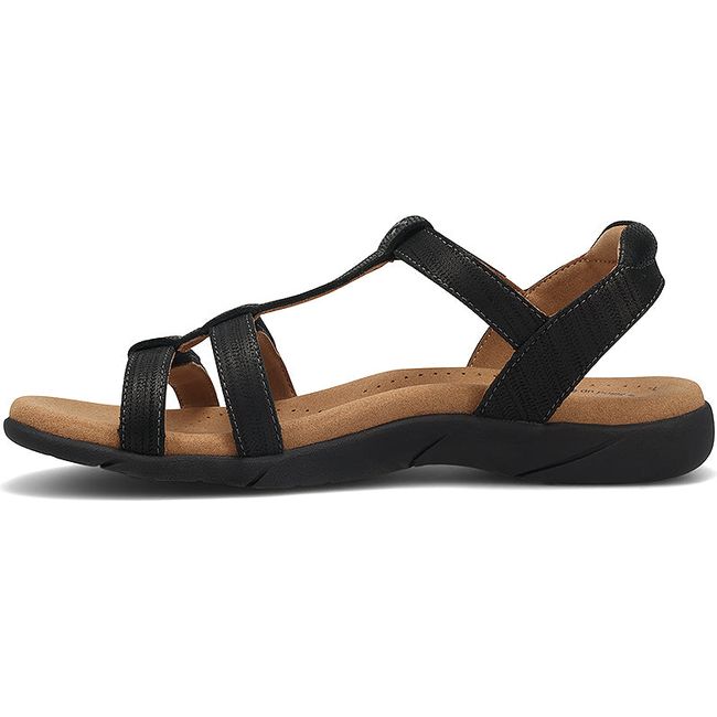 Medial side of Women's Taos Trophy 2 Sandal in Champagne bronze leather with velcro straps
