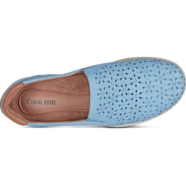 Top down view of Women's Cobb Hill Lenoir Slip On Shoe in Light Blue