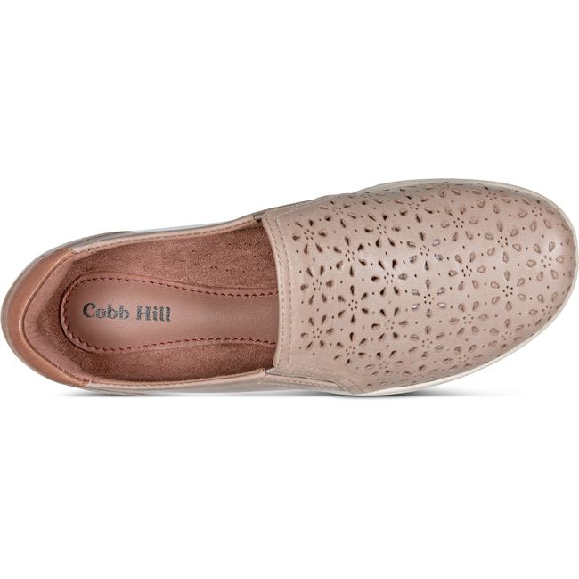 Top down view of Women's Cobb Hill Lenoir Slip On Shoe in Light Brown