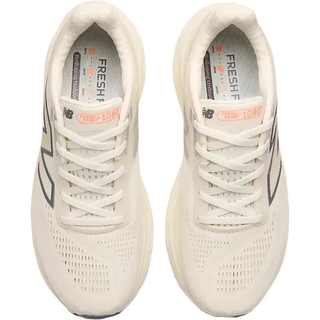 Top down view of New Balance Women&#39;s Fresh Foam X 1080 V14 Running Shoes in hot mango orange