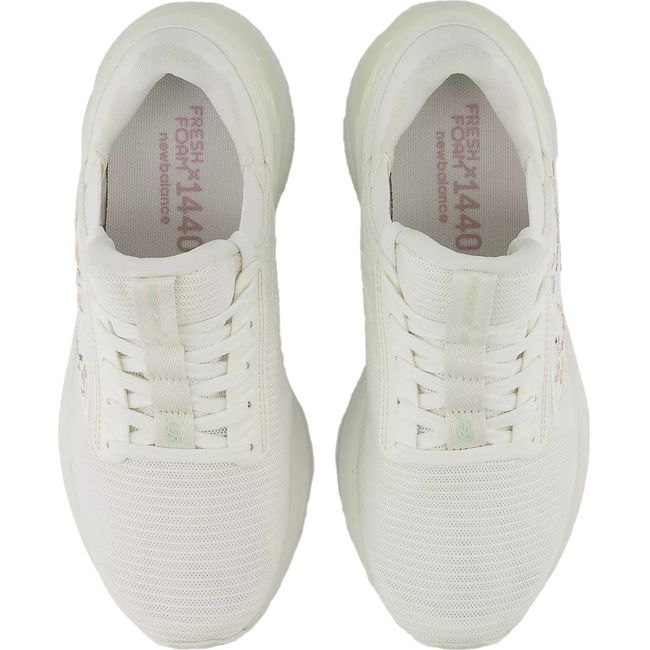 Top down view of New Balance Women's Fresh Foam X 1440 V1 Running Shoes in Sea Salt white