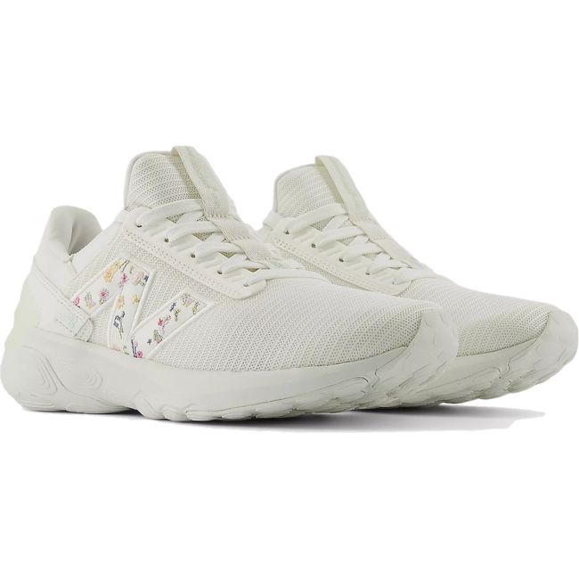 Pair of New Balance Women's Fresh Foam X 1440 V1 Running Shoes in Sea Salt white with flowers