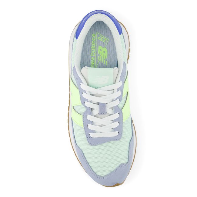 New Balance 237 sneaker in grey green, top-down view.