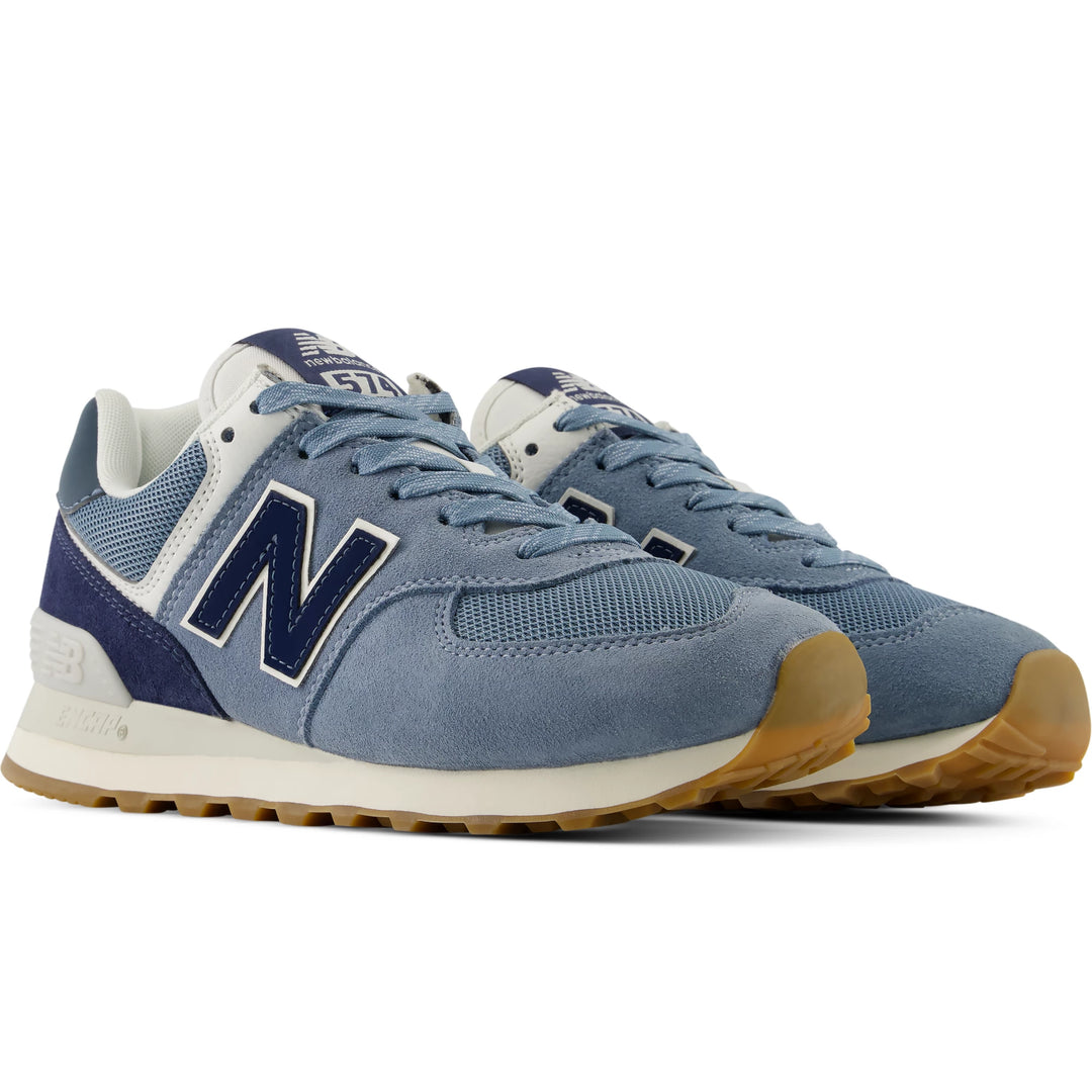 Pair of New Balance Women's 574 sneakers in NB Navy/Light Arctic Grey