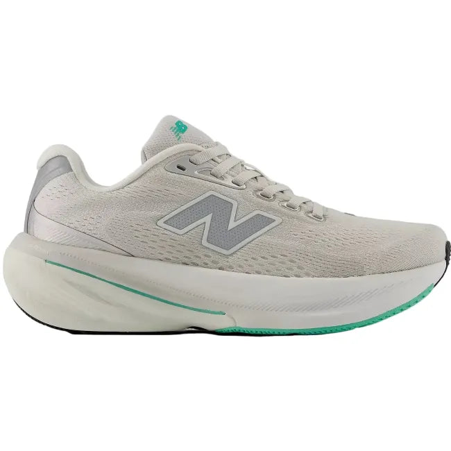 New Balance Women's Fresh Foam X 860 V15 running shoe in Grey Matter and Sea Salt with teal outsole accent