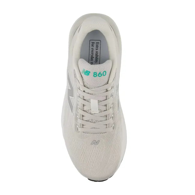 Top-down view of New Balance Fresh Foam X 860 V15 in grey matter showing mesh upper and lace construction