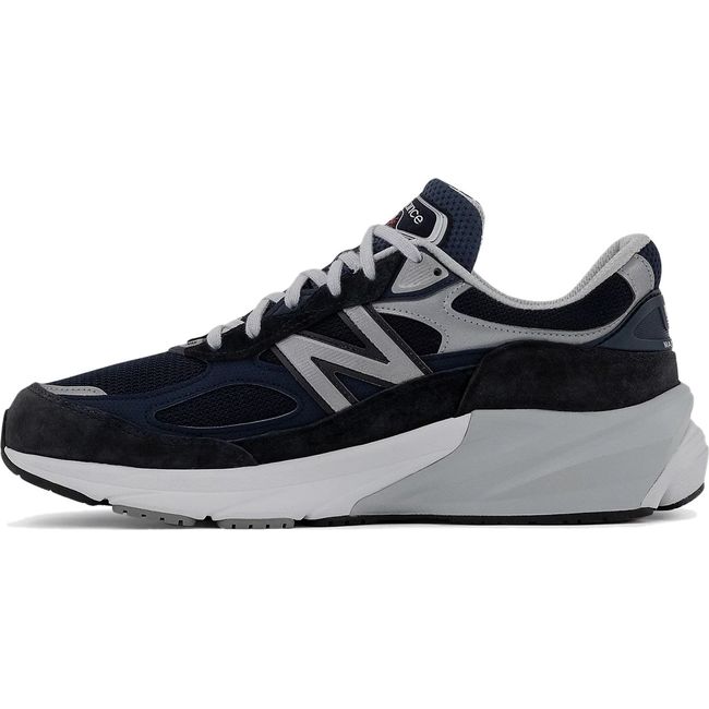 Medial side of Women's New Balance 990v6 Running Shoe in navy with white and gray sole