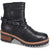 Front angled view of Women's Biza Wanda Boot in black leather with tan midsole and block heel