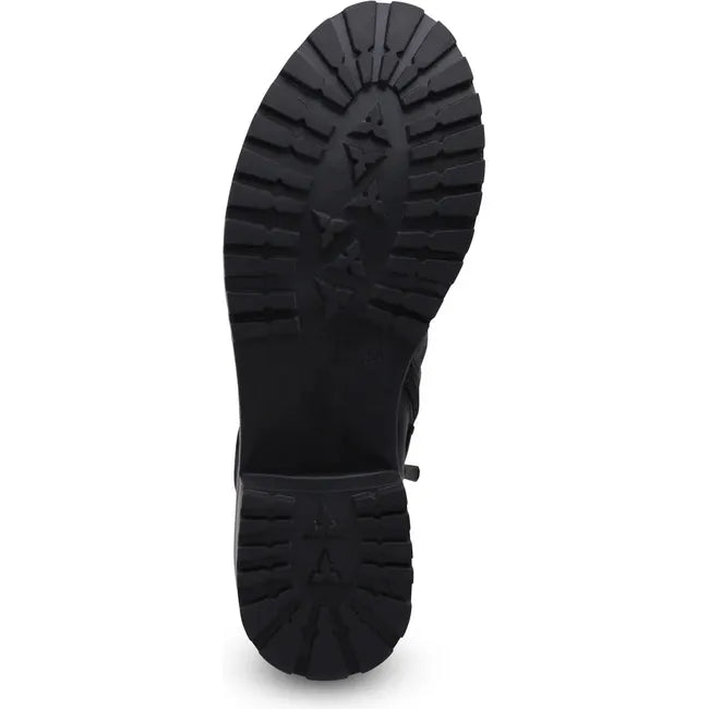 Sole of Women's Biza Wanda Boot in black leather upper with black sole and rugged tread