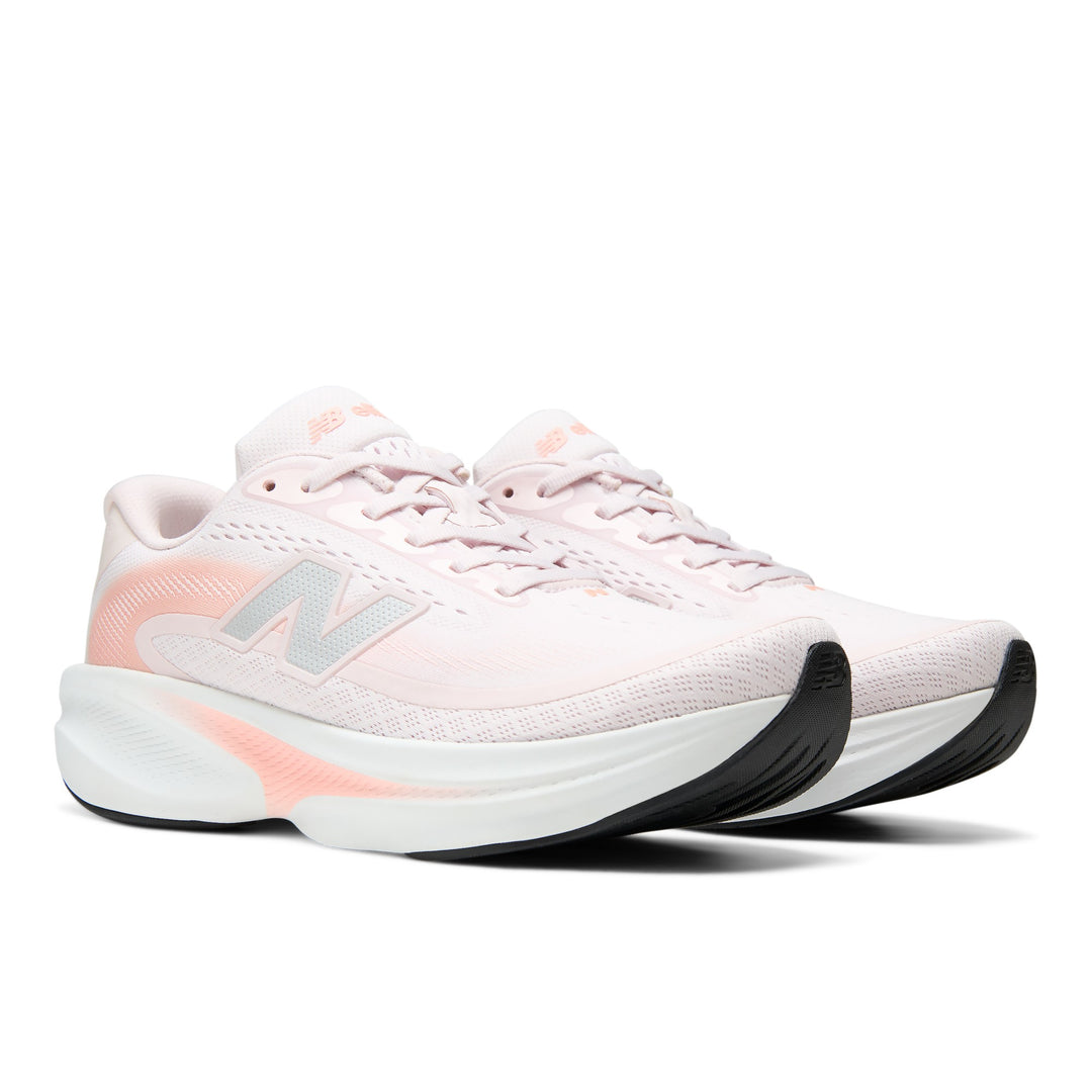 New Balance Women's Ellipse V1 Running Shoe in Pink Salt/Pink Lemonade, three-quarter front view