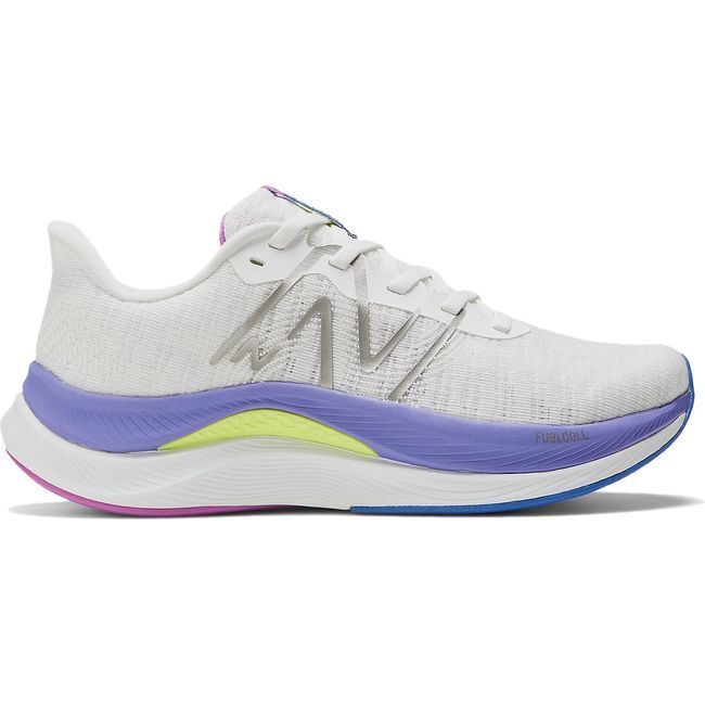 New Balance Women's FuelCell Propel V4 Running Shoe White/Electric Indigo WFCPRCW4