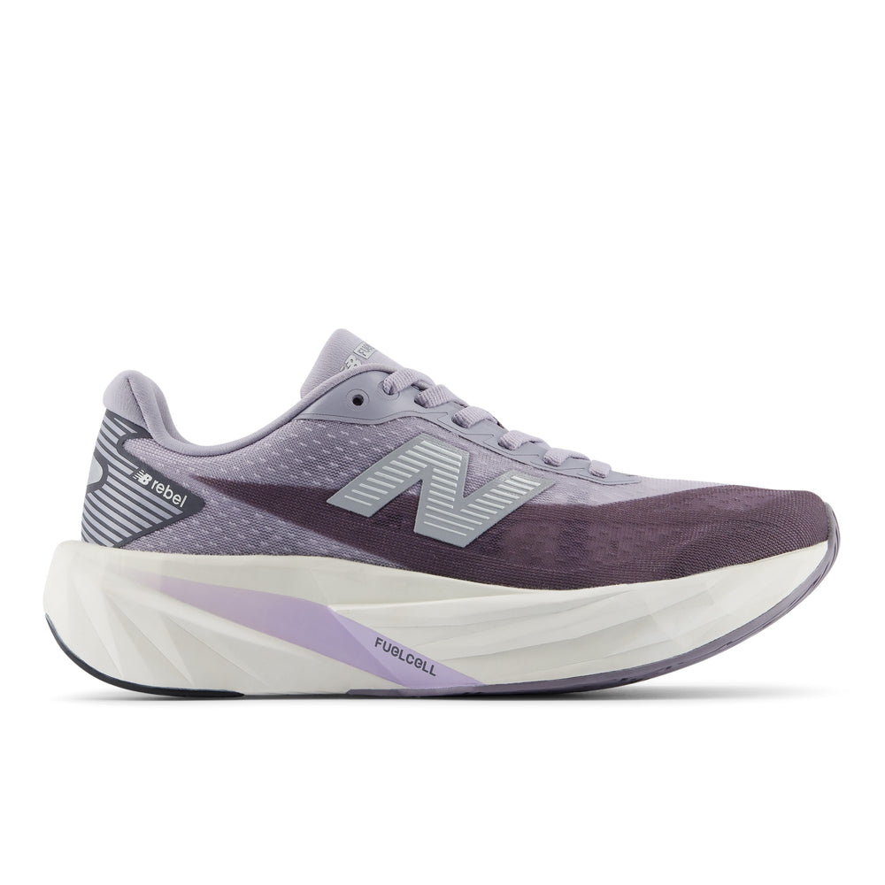 New Balance Women's FuelCell Rebel V5 Running Shoe in Digital Mist, outside view