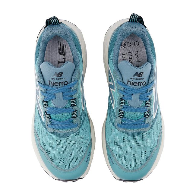 Upper of New Balance Women's Fresh Foam X Hierro V9 Trail Running Shoes in Faded Teal Linen