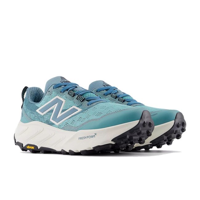 Pair of New Balance Women's Fresh Foam X Hierro V9 Trail Running Shoe in Faded Teal Linen
