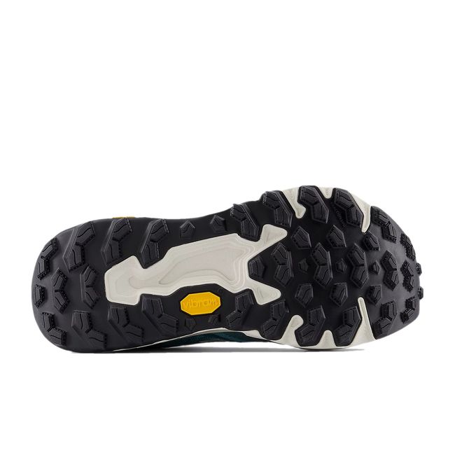 Vibram sole of New Balance Women's Fresh Foam X Hierro V9 Trail Running Shoe in Faded Teal Linen