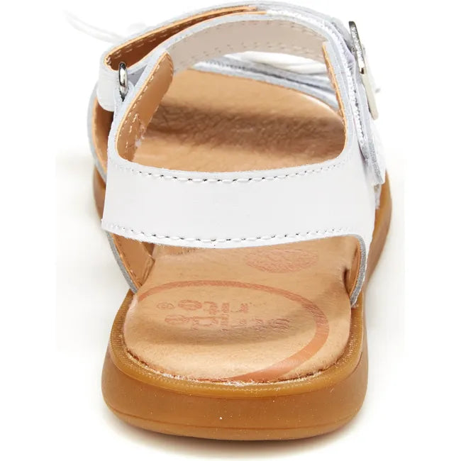 Heel of Kids Whitney Stride Rite Sandal in white leather with velcro straps