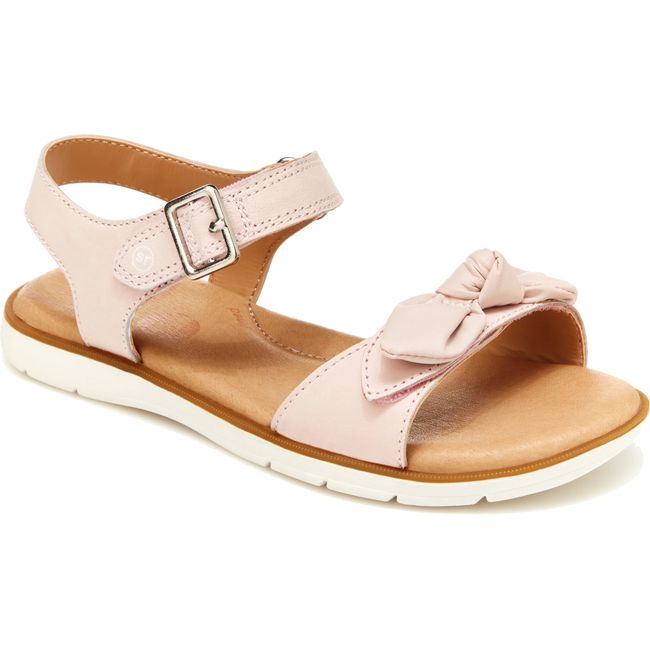 Front angled view of Kids' Stride Rite Whitney Sandal in Light Pink with velcro and backstrap