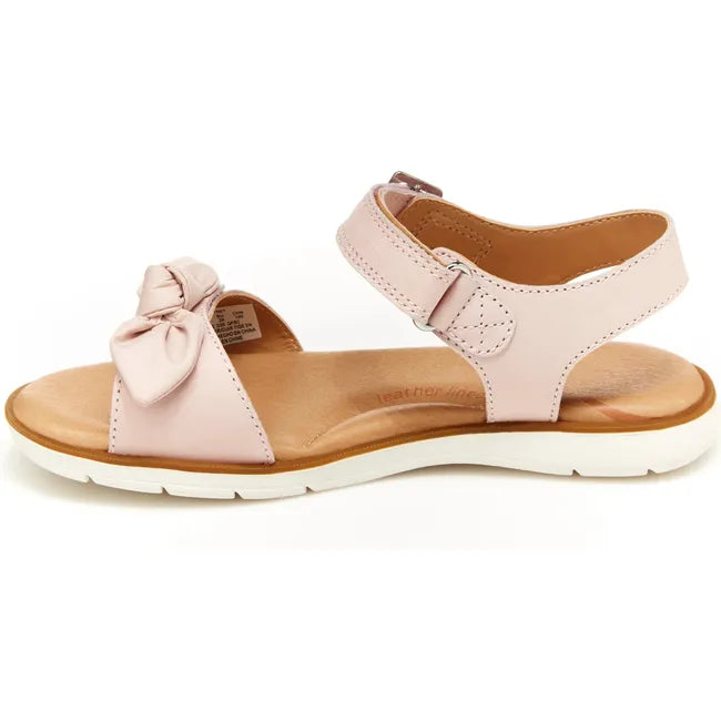 Medial side of Kids' Stride Rite Whitney Sandal in Light Pink with velcro and backstrap