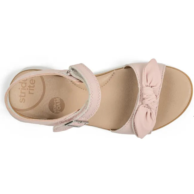 Upper of Kids' Stride Rite Whitney Sandal in Light Pink with velcro and backstrap