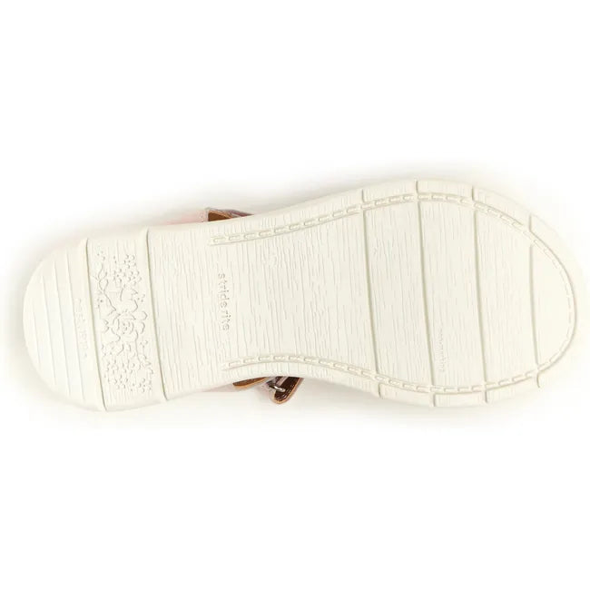 White sole of Kids' Stride Rite Whitney Sandal in Light Pink